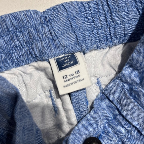 Janie and Jack 12mo 18mo blue linen pants EUC - Picture 3 of 3